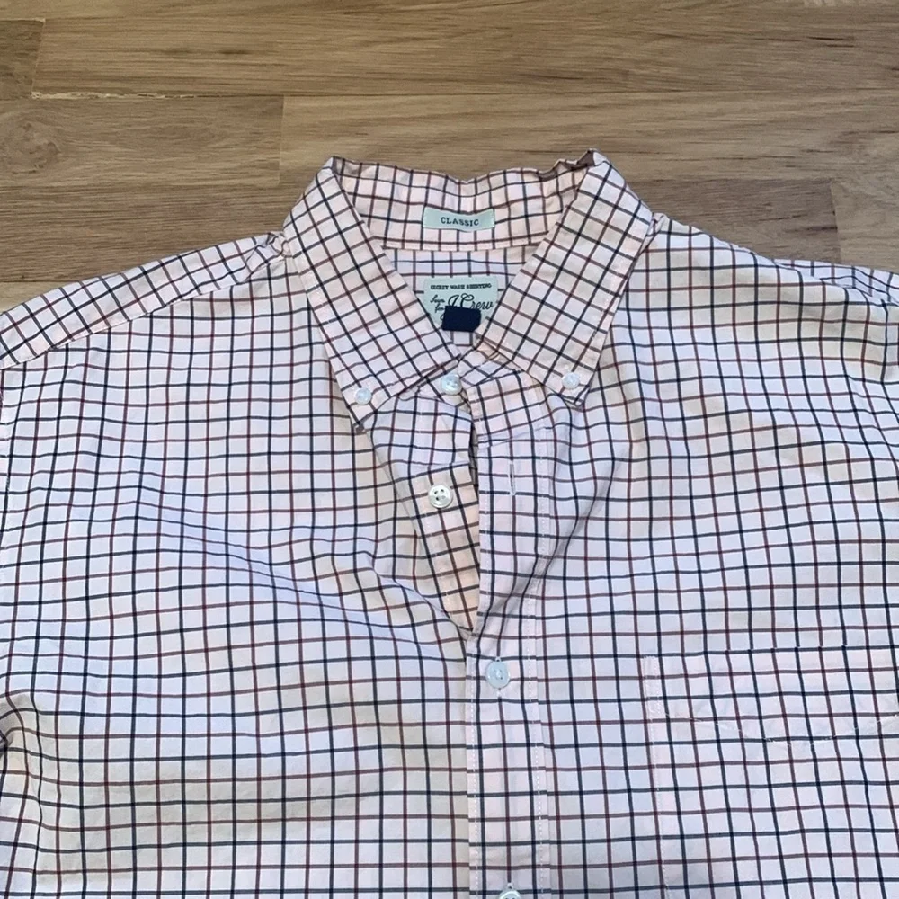 J Crew Classic Secret Wash Button Down Collared Checkered Shirt Men’s M
